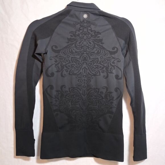 Athleta Ombre Grey & Black Quarter Zip Pullover Top Athletic Athleisure Size S - Picture 6 of 7